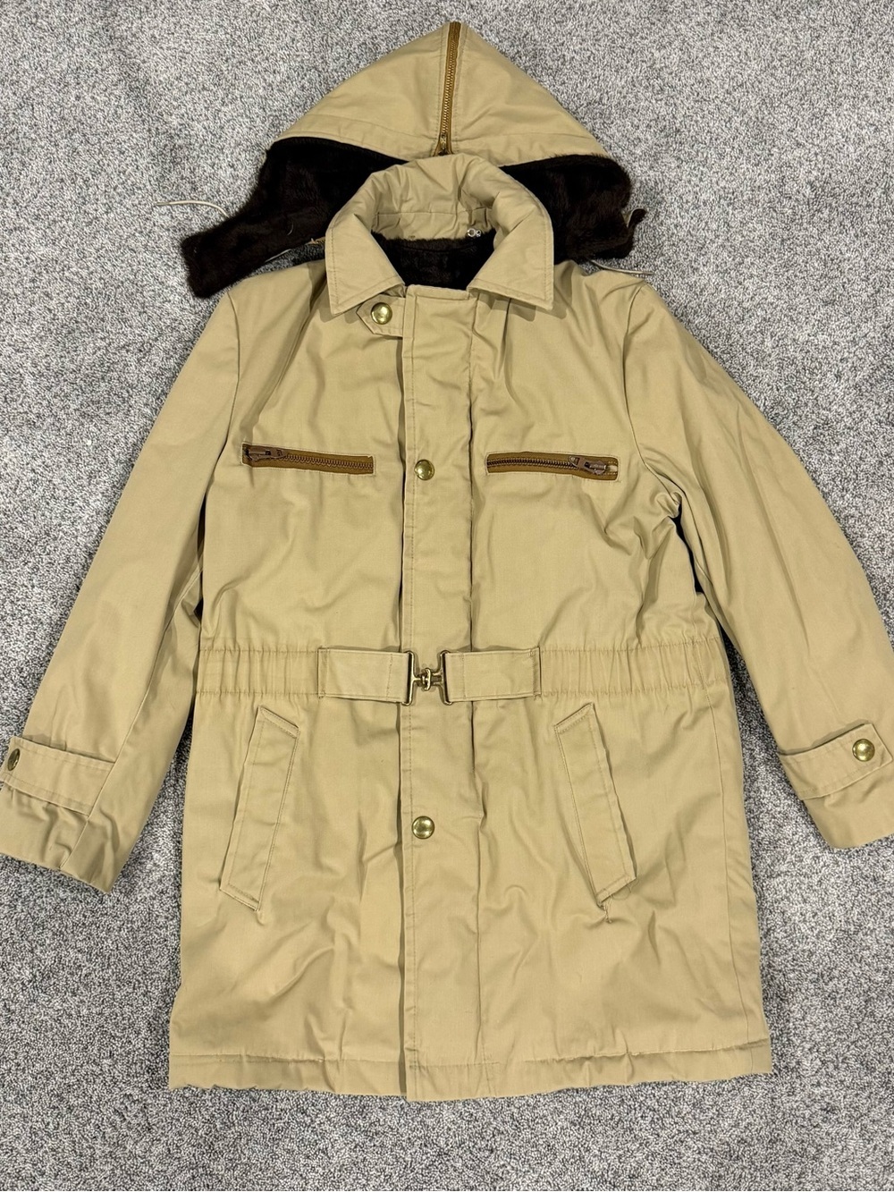 Vintage Towncraft Wamsutta Strom Plus Beige Faux Shearling Hooded Coat Men’s 40 - Picture 1 of 14
